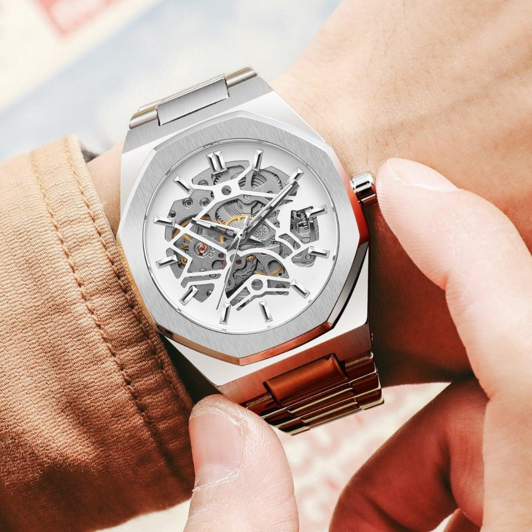 Relógio Masculino 'Aristocrat' Oak Skeleton Automático