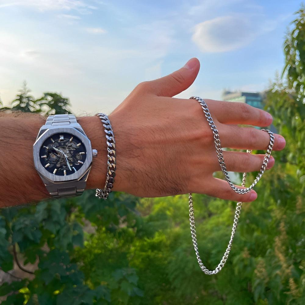 Relógio Masculino 'Aristocrat' Oak Skeleton Automático