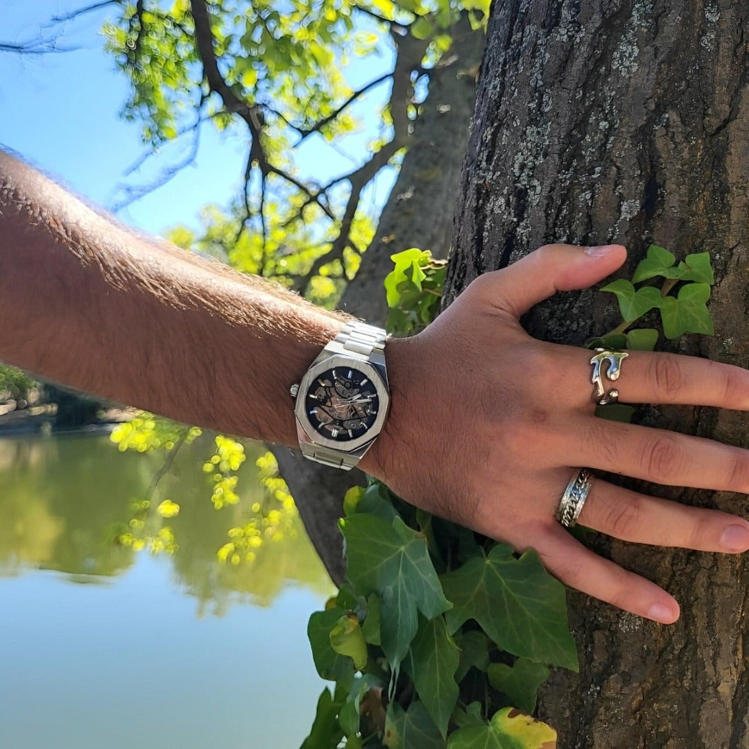 Relógio Masculino 'Aristocrat' Oak Skeleton Automático