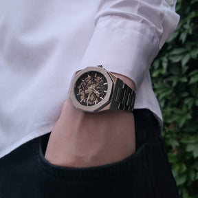 Relógio Masculino 'Aristocrat' Oak Skeleton Automático